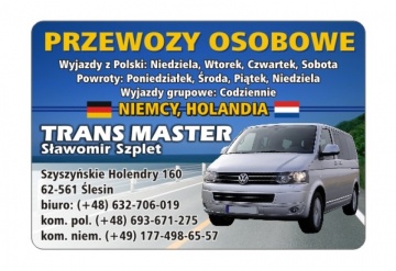 "TRANS MASTER" PRZEW&Oacute;Z OS&Oacute;B NIEMCY HOLANDIA