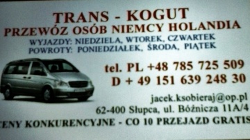 TRANS-KOGUT Przew&oacute;z os&oacute;b Niemcy Holandia
