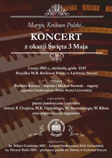 Licheń. Koncert organowy z okazji 3 Maja