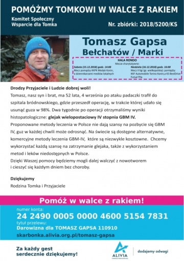 Medyk Konin i dziennikarze zagrają dla chorego Tomasza Gapsy