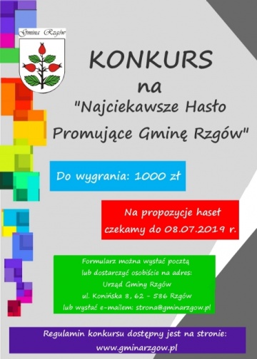 Rzgów. Mieszkańcy mogą wymyślić hasło promujące gminę
