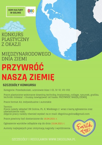 Golina. Konkurs plastyczny z okazji Międzynarodowego Dnia Ziemi