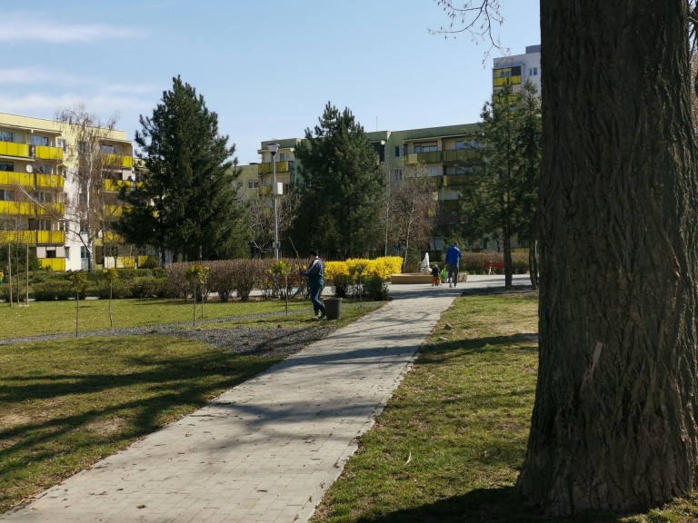 Zatorze pięknieje. Podświetlana fontanna między blokami