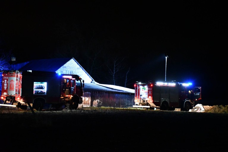 Płonie obora. Strażacy walczą z pożarem w Brzeźniaku