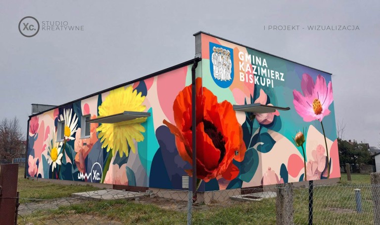 Kwiaty polskie ozdobą Wieruszewa. Powstaje sołecki mural