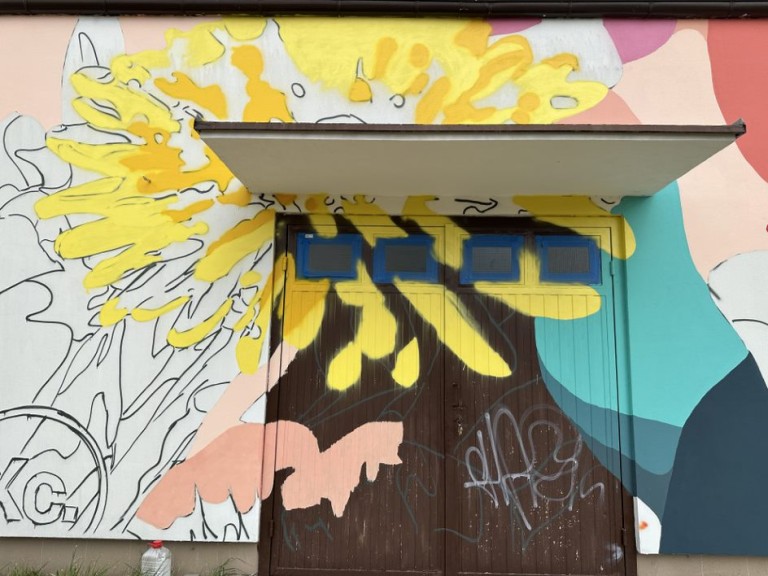 Kwiaty polskie ozdobą Wieruszewa. Powstaje sołecki mural