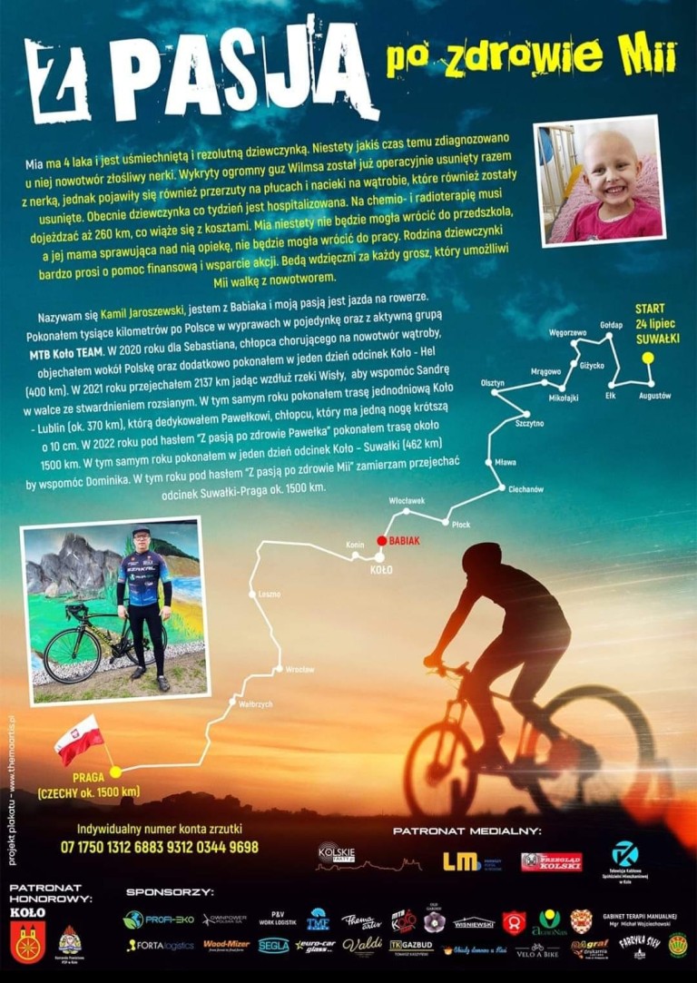 Charytatywnie 1500 kilometrów. Pojedzie dla chorej czterolatki