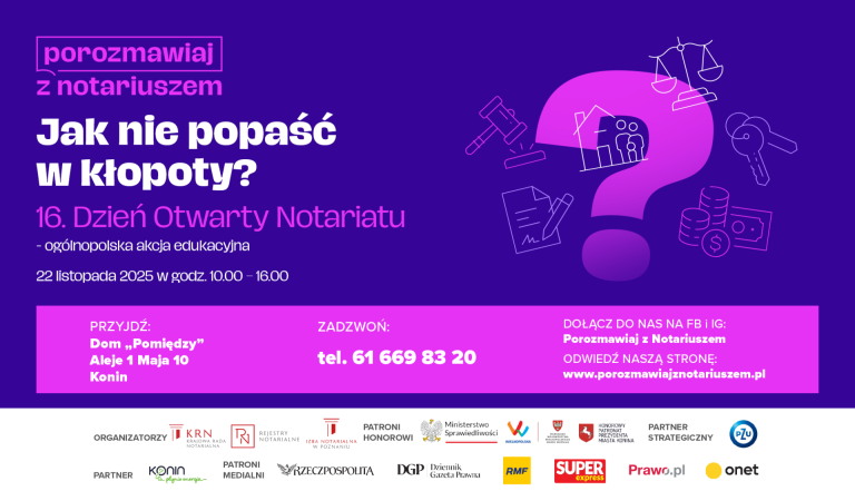 Jak nie popaść w kłopoty prawne? Dzień Otwarty Notariatu już 22 listopada w Koninie