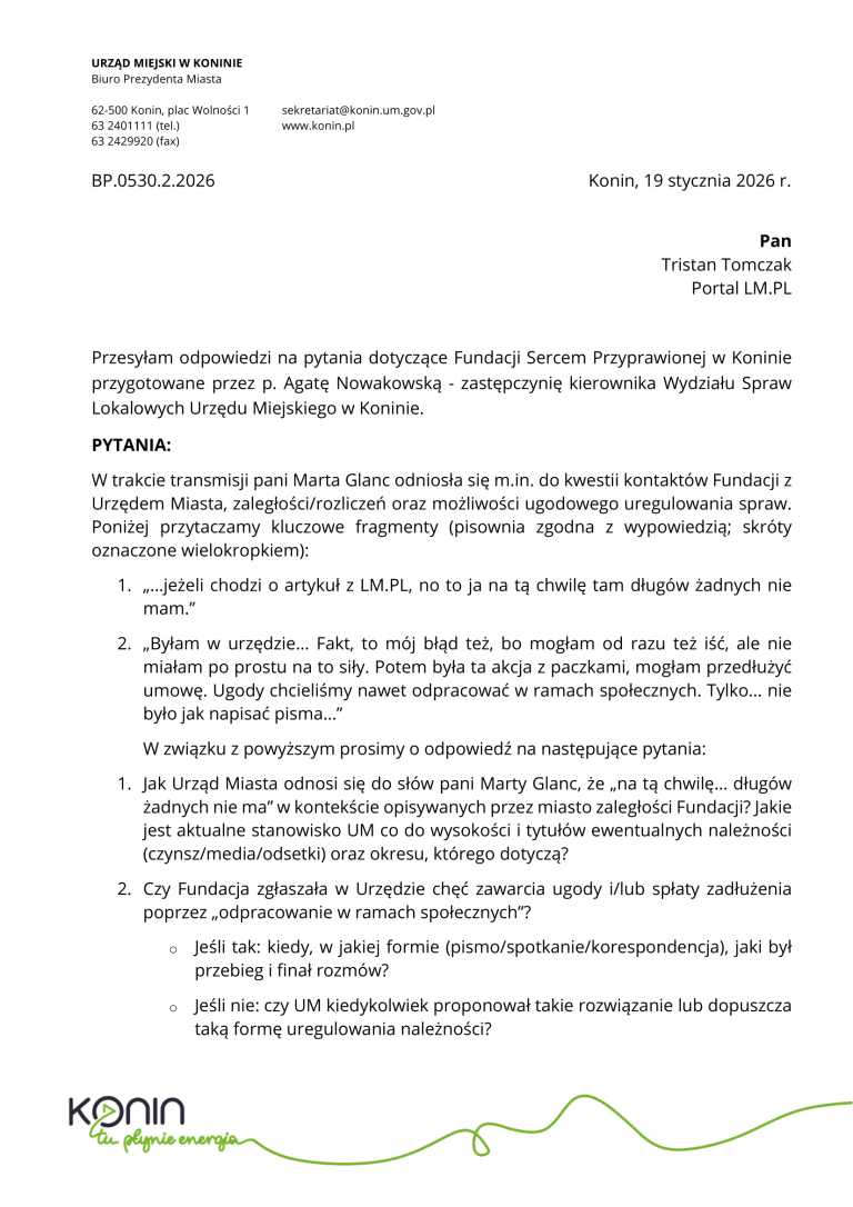 „Ja na tę chwilę długów żadnych nie mam”. Miasto zaprzecza słowom prezeski fundacji