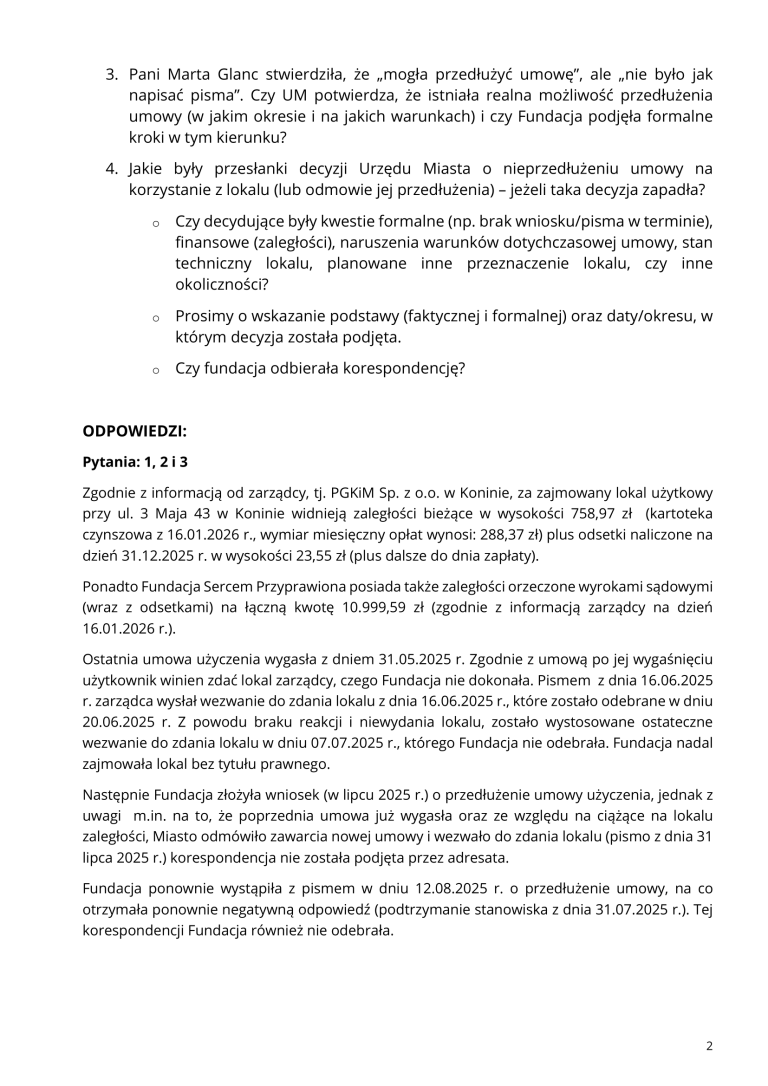 „Ja na tę chwilę długów żadnych nie mam”. Miasto zaprzecza słowom prezeski fundacji