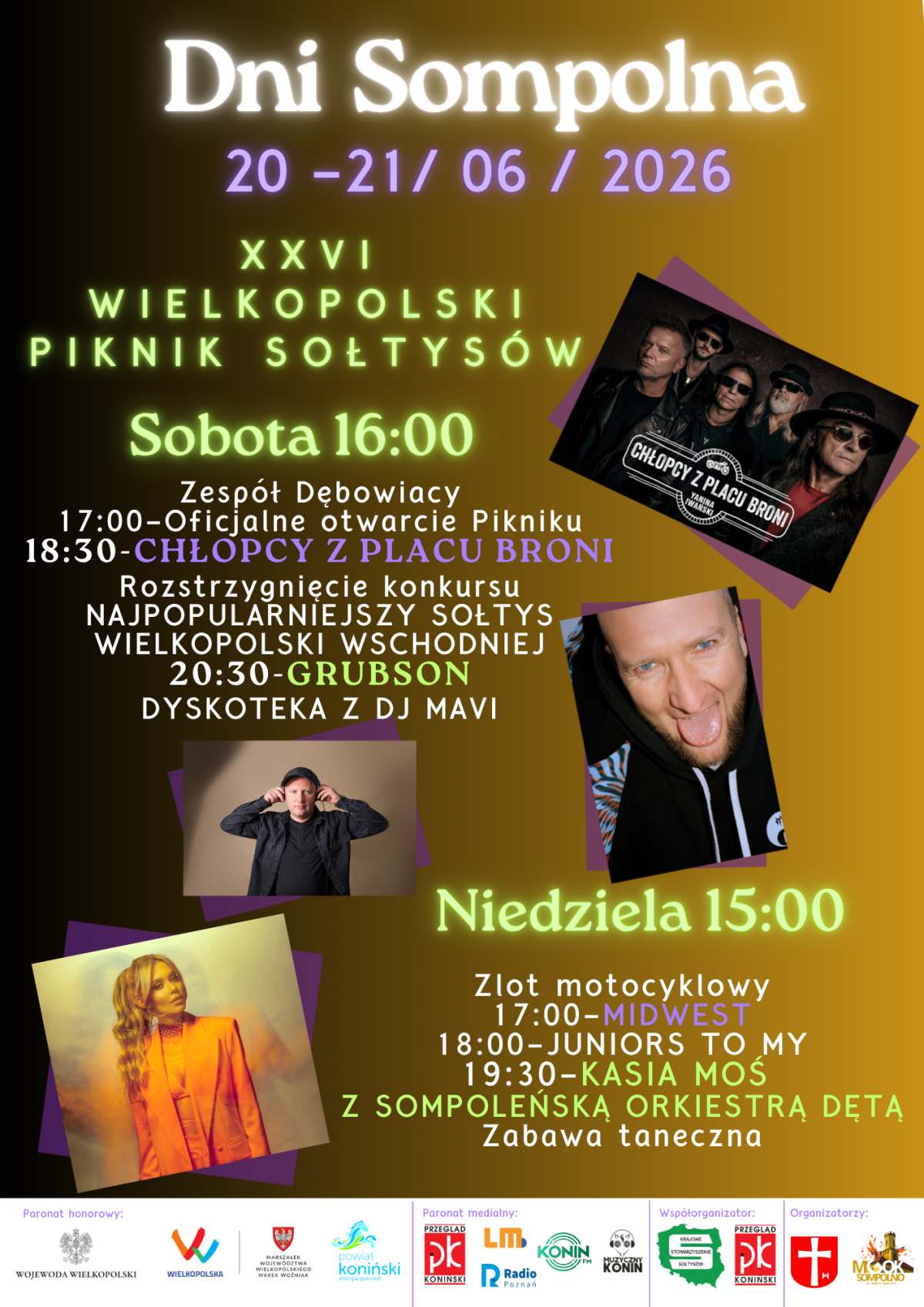 Dni Sompolna i Piknik Sołtysów. Kto wystąpi na scenie?