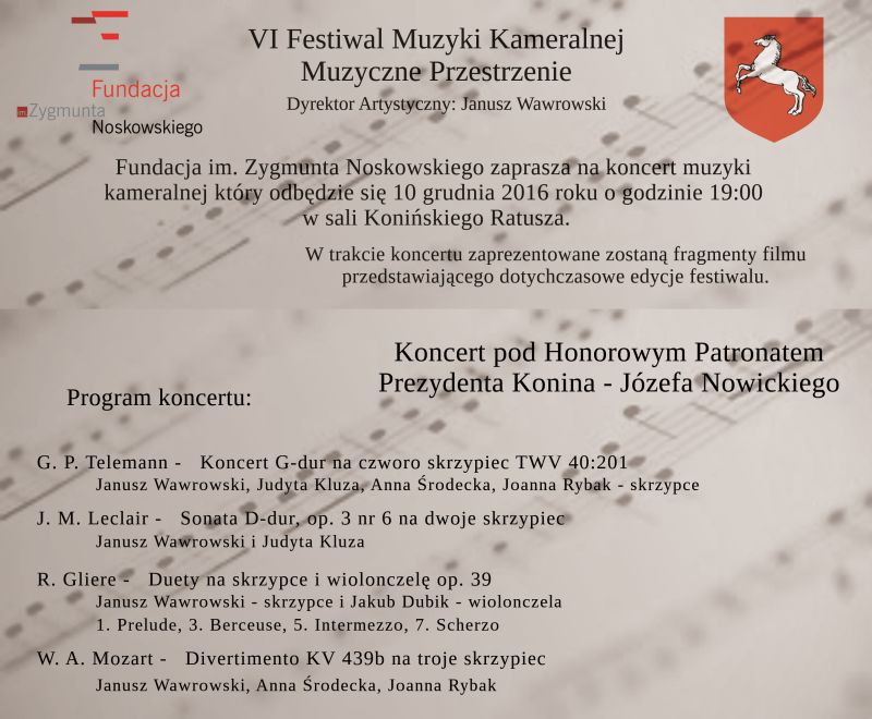 Kolejna edycja festiwalu "Muzyczne Przestrzenie" w KoninieÂ 