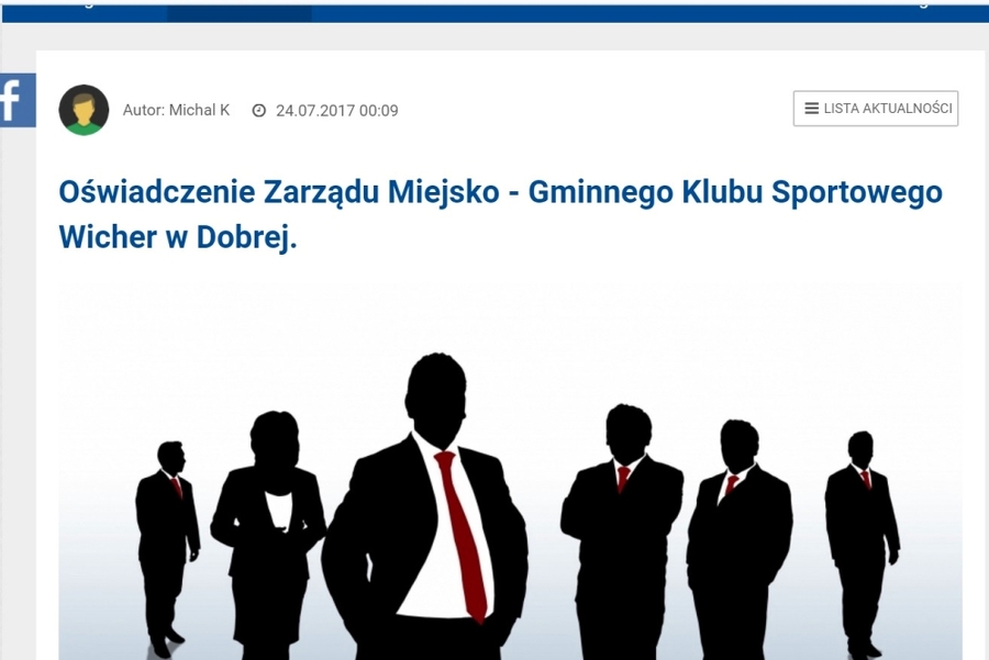 Wicher Dobra wydał oświadczenie dotyczące wycofania z IV ligi