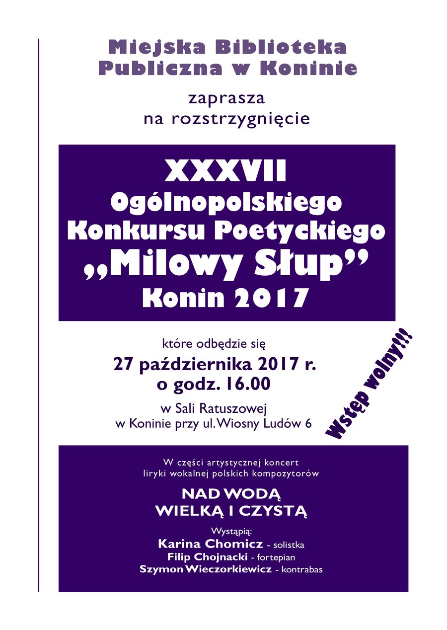 Ogólnopolski Konkurs Poetycki âMilowy Słup” - rozstrzygnięcieÂ 