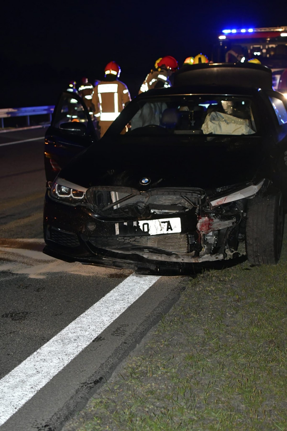 Nocne zderzenie z dzikiem na autostradzie