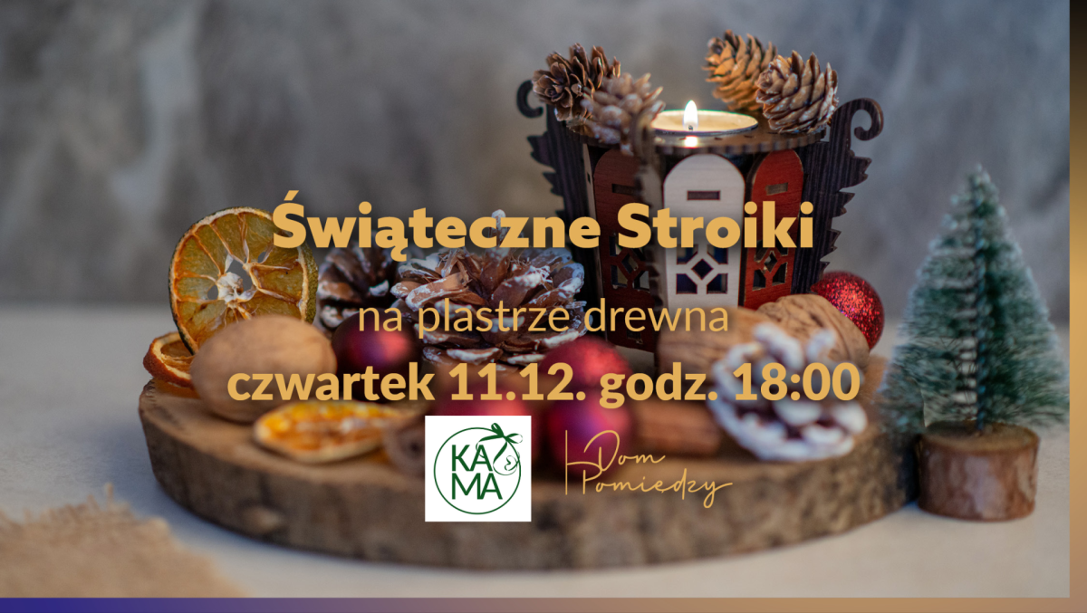 Świąteczne stroiki na plastrze drewna