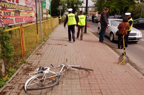 Potrącony rowerzysta