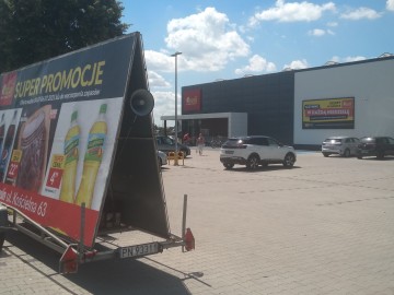 Przyczepa reklamowa, wynajem , kampanie reklamowe