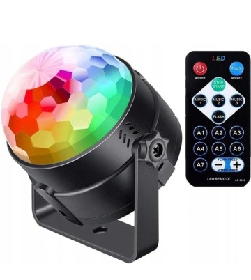 PROJEKTOR LASEROWY DISCO KULA RZUTNIK LED +PILOTKolorowy pro