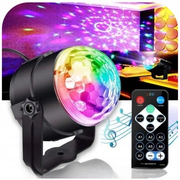 PROJEKTOR LASEROWY DISCO KULA RZUTNIK LED +PILOT Kolorowy pr