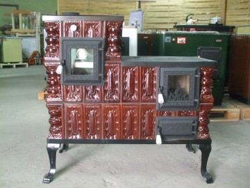 Kaflowa kuchnia węglowa 3/2 K+S+S+Ż brąz