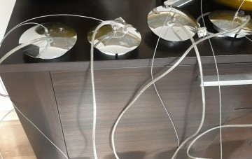 Piękne szklane lampy wiszące, komplet 5 sztuk, stan bdb.