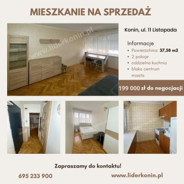 Mieszkanie &ndash; 37,58 m&sup2;, Konin, ul. 11 Listopada