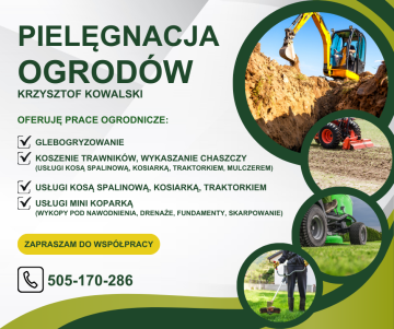 Usługi ziemne, mini-koparką, traktorkiem