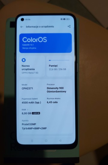 Sprzedam oppo Reno 7 5g dual SIM ładny 5g NFC 16g 256gb 6,43