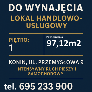 LOKAL HANDLOWO-USŁUGOWY DO WYNAJĘCIA &ndash; KONIN - 97,12 m&sup2;