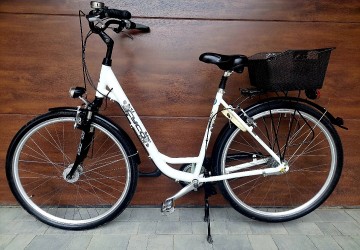 Rower Miejski Damka Cyco kolor bialy Z koszykiem l
