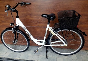 Rower Miejski Damka Cyco kolor bialy Z koszykiem