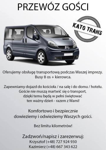 Przew&oacute;z os&oacute;b - obsługa wesel