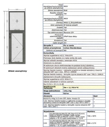Drzwi alu lewe otwierane na zewnątrz, system Aluprof MB-79N