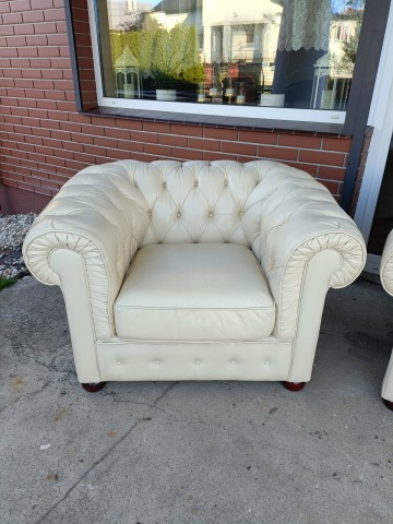 Sprzedam wypoczynek Chesterfield 3,2,1 ze sk&oacute;ry