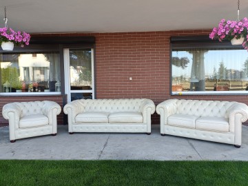 Sprzedam wypoczynek Chesterfield 3,2,1 ze sk&oacute;ry