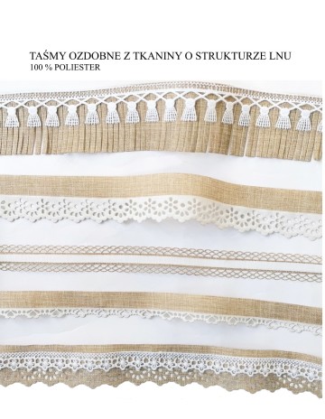 Koronki ażurowe , materiałowe ozdoby, taśmy cyrkoniowe