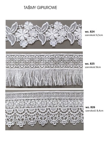 Koronki ażurowe , materiałowe ozdoby, taśmy cyrkoniowe