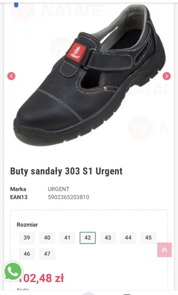 Sandały z Kapkami S1 rozmiar 42  Urgent