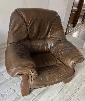 Tanio sprzedam wypoczynek ze sk&oacute;ry naturalnej