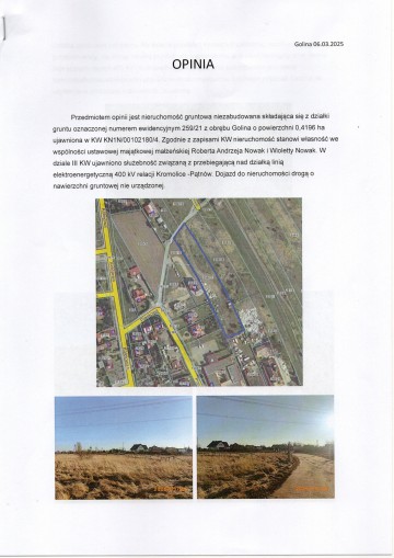 Sprzedam działkę budowlaną w Golinie