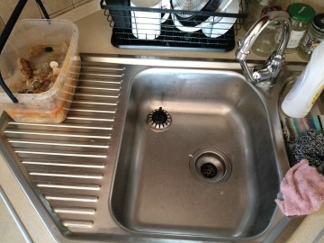 Zlewozmywak stalowy narożnikowy wraz z baterią