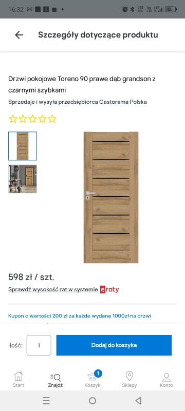 Nowe drzwi toreno dąb grandson 90 cm, prawe