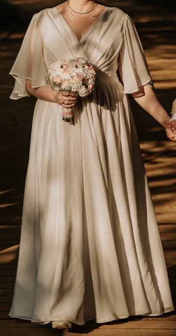 Suknia ślubna muślinowa L/XL, śmietankowa