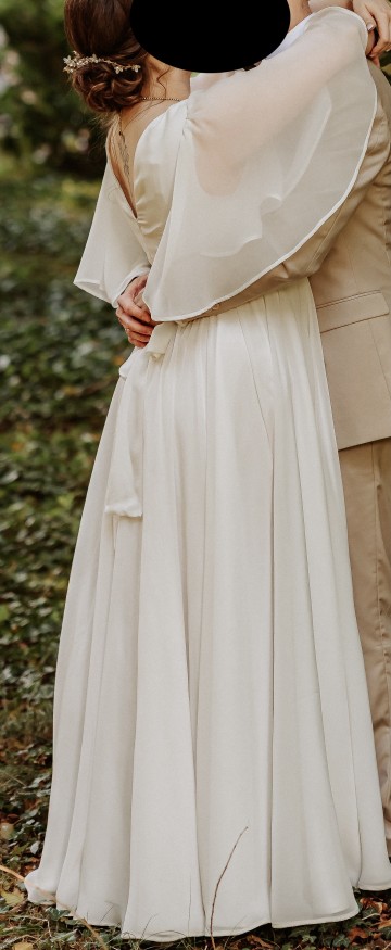 Suknia ślubna muślinowa L/XL, śmietankowa