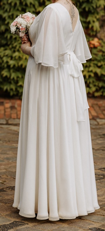 Suknia ślubna muślinowa L/XL, śmietankowa