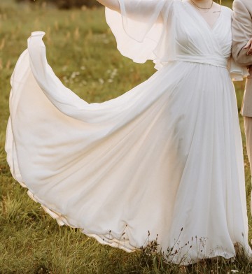 Suknia ślubna muślinowa L/XL, śmietankowa