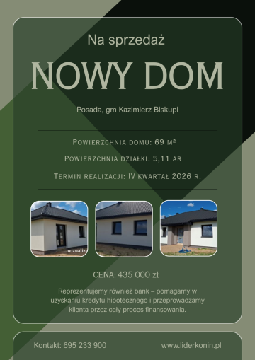 Nowy dom w stanie deweloperskim&ndash;Posada, gm Kazimierz Biskupi