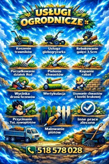 Usługi ogrodnicze 2026 glebogryzarka, sprzątanie działek i