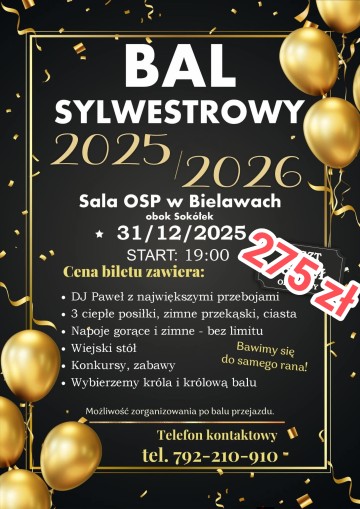 Sylwester 2025/2026 w Bielawach obok Sok&oacute;lek